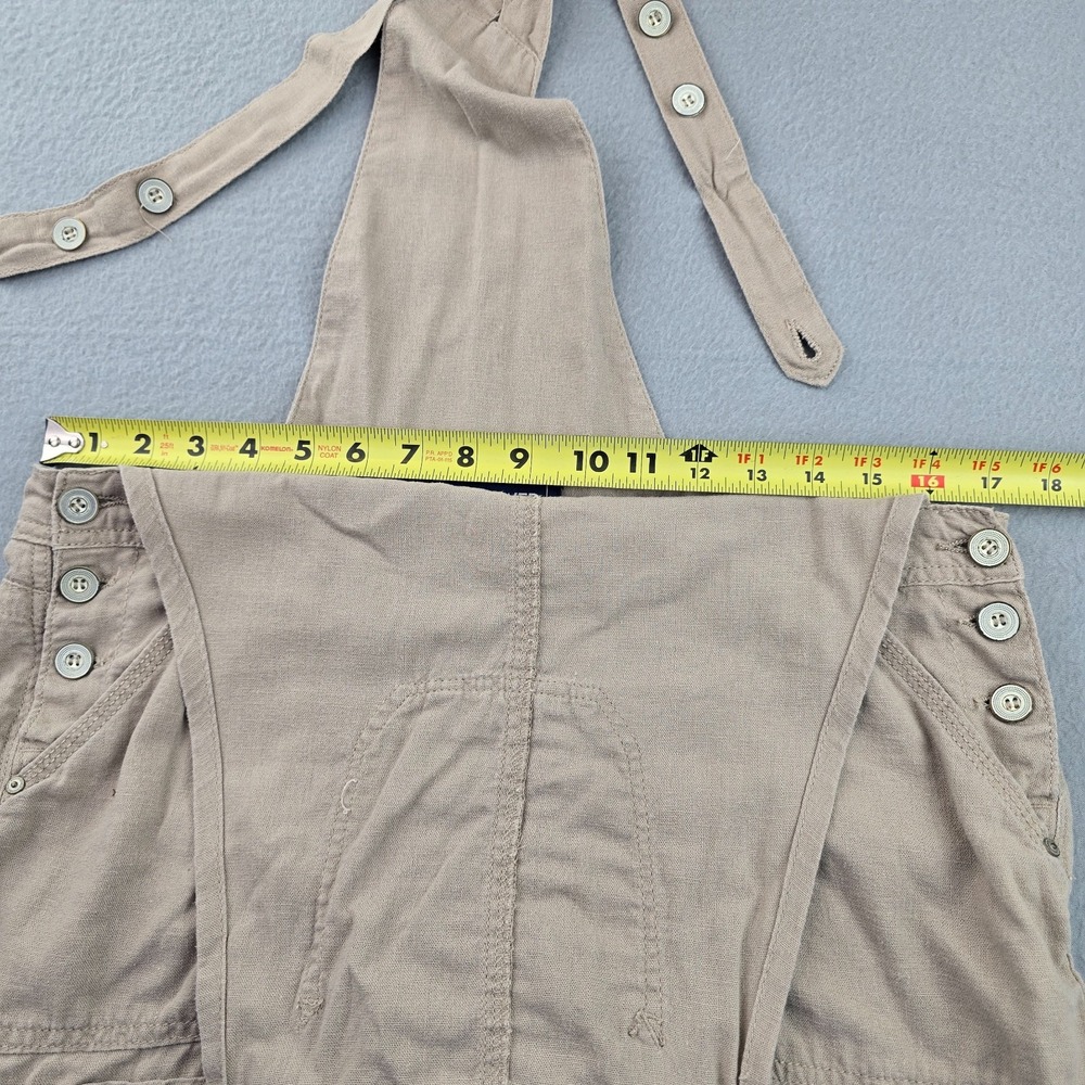 WallFlower Short Overalls Women Large Beige Linen Side Buttons Adjustable Straps - Picture 9 of 11